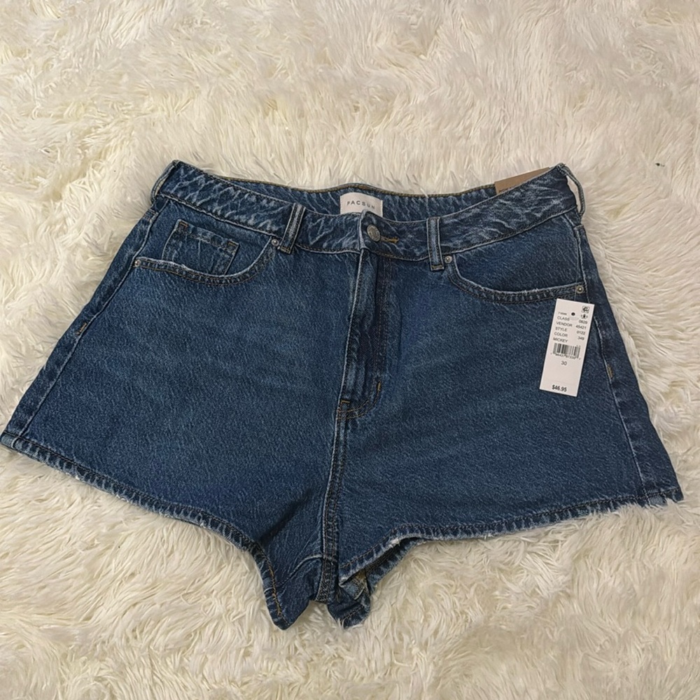 NEW WITH TAGS - Pacsun High Rise Dark Indigo Denim Mom Shorts